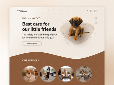 Pet care services design figma landing page pet services typography ui ux web design