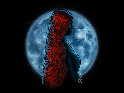 Moon girl design illustration