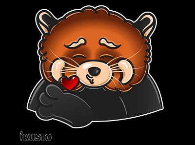 Vector sticker red panda kiss adobe portfolio adobeillustrator art artist artwork design drawing graphic design icon illustration logo minimal painting picture sticker typography vector