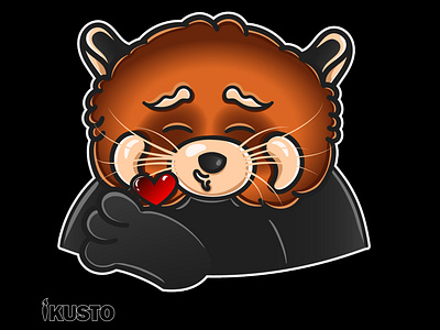 Vector sticker red panda kiss
