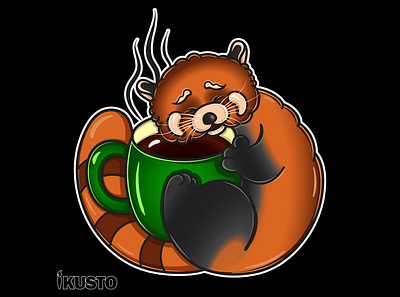 Vector sticker red panda love for tea adobe portfolio adobeillustrator art artist artwork design drawing graphic design illustration painting picture sticker typography vector