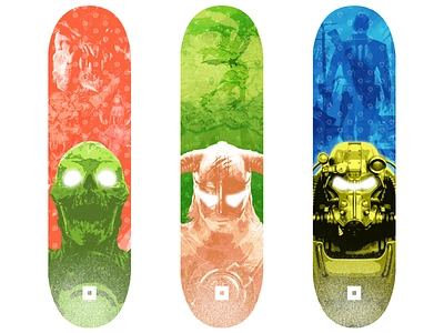 Bethesda Skateboard Project bethesda doom fallout games gaming skate skateboard skyrim vector