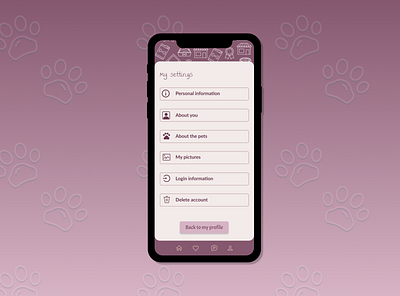 #DailyUI 007 Settings page 007 app design dailyui dailyui 007 design pet care app design pet care web design pets app pets app design phone design retro style settings design settings layout settings page design ui ux web design retro