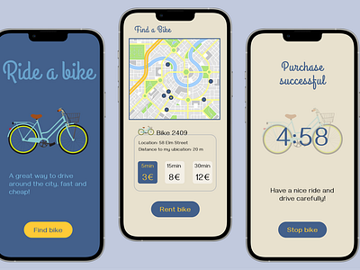 #DailyUI 020 Location Tracker 020 app design bike bike app bike tracker dailyui dailyui020 design design blue and yellow location tracker location tracker app mobile design mobile design inspiration phone design rent a bike rent a bike app ui ux