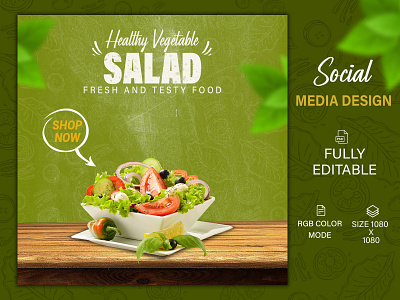 Salad Banner Design | Social Media Post Design ad advertiging branding cover design facebook ad facebook post flyer graphic design instagram ad instagram post poster design short social media ad banner social media banner social media post design story design