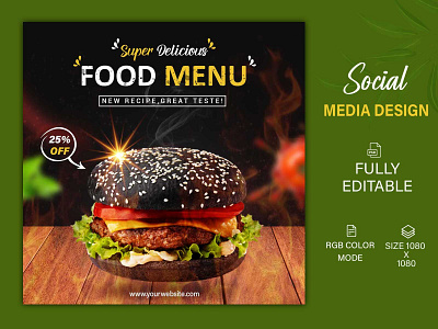 Burger Banner Design | Social Media Post Design