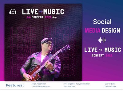 Live Music Banner | Social Media Post Design ad advertiging branding cover design facebook ad facebook post graphic design instagram ad instagram post marketing music music poster short social media ad banner social media banner social media post design stories ui web banner