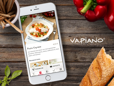 Vapiano App app desiign food ios order pasta payment restaurant shopping vapiano