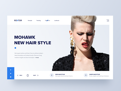 Roxtor fashion landing page blue concept fashion hair hairstyle landing page