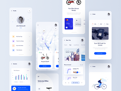 Bike app bicycle bike mobile app mobile app design navigation payment profile track tracking