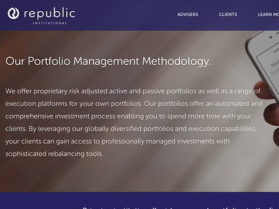 Republic Institutional - Site Design republic wealth webdesign