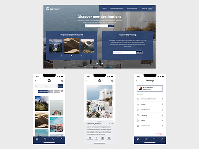 Travel Destination Landing Page/Mobile Screens