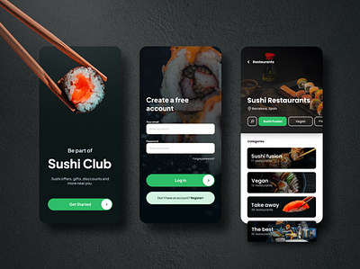 Sushi Club App app design sushi ui ux