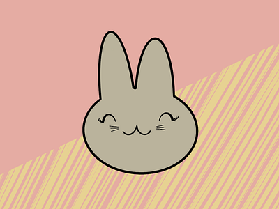 Preppy Bunny animal background bunny colorful cute furry girl graphic design gray happy kawaii logo pastel pink rabbit smile stripes theruknuk whiskers yellow