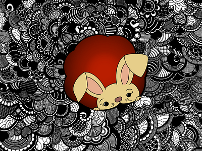 The Original Rabbit Hole animal black and white bunny curious design digital doodle eastern floral flower geometric kawaii logo mandala mascot red theruknuk