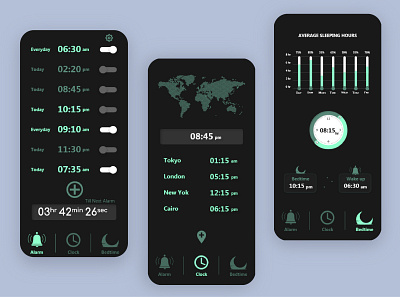 Alarm & Clock App (UX-UI) app design ui ux vector