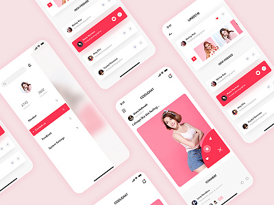 Cool Chat APP app chat girl picture red ui
