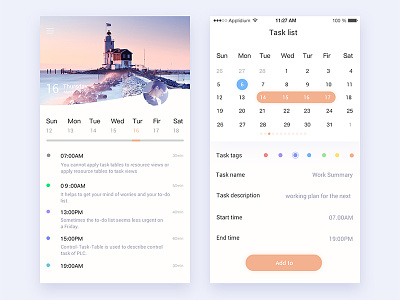 Calendar page ui，app