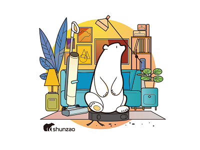 shunzao bear animal design illustration