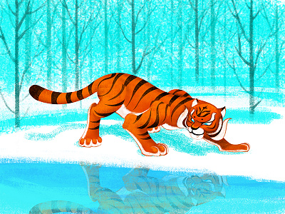 The water of the tiger animals design illustration tiger