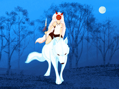 Princess Mononoke design，illustration，princess mononoke