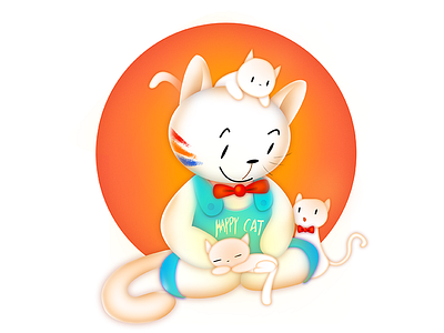 Happy cat -The Family story animal cartoon cat design image of
