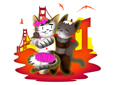 Chinese Valentine's Day animal bisexual cartoon cat design image transgender