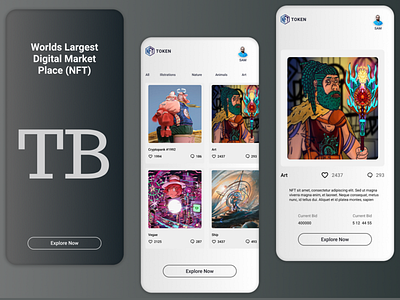 NFT App Design blokchain crypto art crypto wallet cryptoart ethereum futuristic mobile nftart rarible