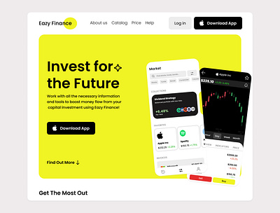 UI design of a finance hero section finance app hero section