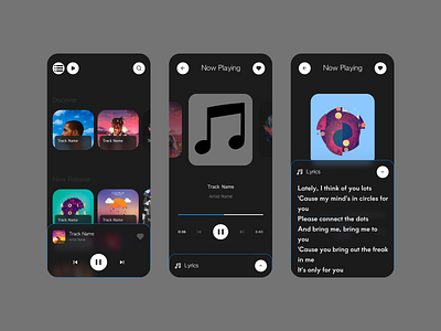 Music App - Mobile App Design androin clean dark design headphone interface ios music play podcast radio social spotify ui ux uxui