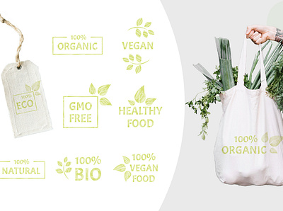 Label or Badge Set for Organic Food product