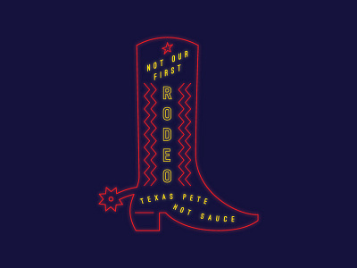 Not Our First Rodeo boot cowboy design illustration neon sign rodeo typography