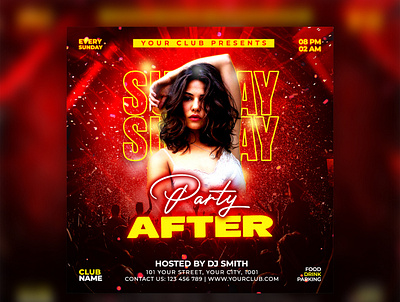 Night club dj party flyer poster template typography