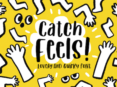 Catch Feels! Lovely and Quirky Font cartoon comic cute design font illustration quirky resource typeface typography
