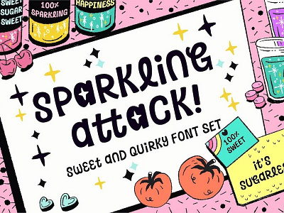 Sparkling Attack! Font app fantasy font gui illustration quirky typeface typo typography