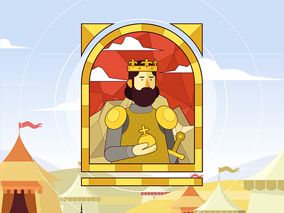 Kings and queen ai animation cartoon character character design illustraion illustrator king kings queen sek sekond stained stained glass stainedglass styleframe sword tents vector vectorart