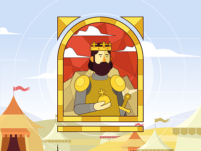Kings and queen ai animation cartoon character character design illustraion illustrator king kings queen sek sekond stained stained glass stainedglass styleframe sword tents vector vectorart