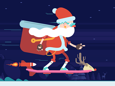 Hoverboxin' beard board game design gloves hover hoverboard red red nose rocket santa claus sneaker sunglass