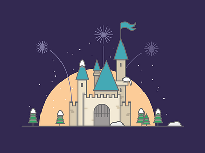 Castle castle disney disneyland fireworks livechat night snow winter