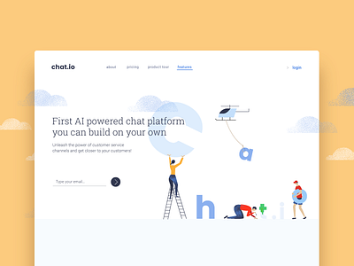 chat.io Home Page building chat chat.io communication illustration landing page people platform website