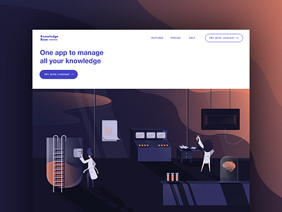 Knowledge Base landing page brain customer customer service future help center knowledgebase lab laboratory livechat sci fi space