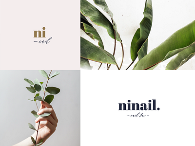 Ninails beautician beauty bradning delicate flower gold greenery hands identity leaf leaves logo nail nail care nail salon romantic vintage