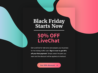 Black Friday Mailing 50 off black friday blob campaign customer service discount livechat mailing promo