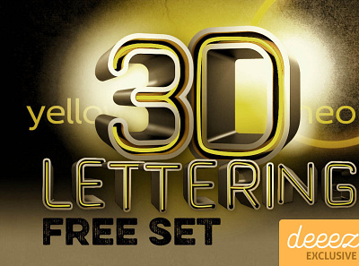 Neon 3D Lettering Set 3d 3dlettering digitalart typography