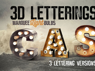 3 Light Bulbs 3D Letterings by Tomas Veselovsky 3d 3dlettering digitalart lightbulb typography