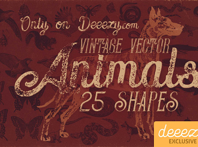 25 Vintage Vector Animals - FREEBIE digitalart vector vectoranimals vectorelements