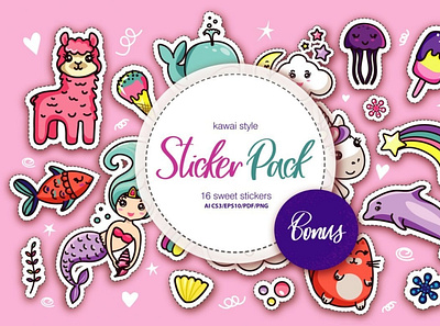 Kawaii Style Sticker Pack art cartoonart sticker stickers