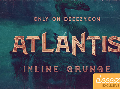 Atlantis Inline Grunge Font font freefont grungefont retrofont typography