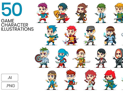 50 Game Character Illustrations digitalart illustration illustrations vector