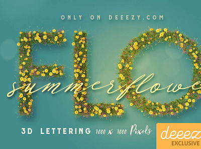Summer Flower 3D Lettering - FREEBIE 3d digitalart flowers flowertypography letterings typography